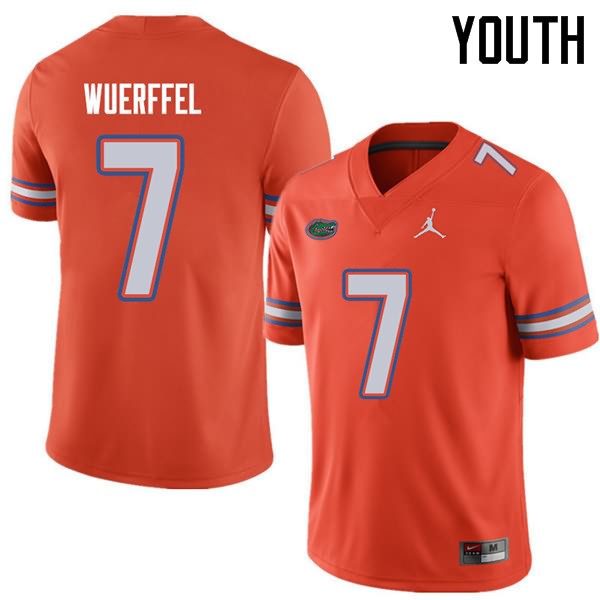 NCAA Florida Gators Danny Wuerffel Youth #7 Jordan Brand Orange Stitched Authentic College Football Jersey MVD1564LD